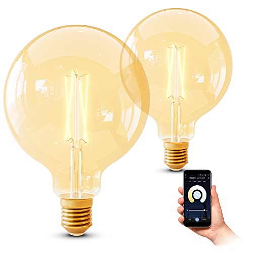 SSC-LUXon 2er Pack smart E27 Vintage Globe Filament LED Lampe kompatibel...