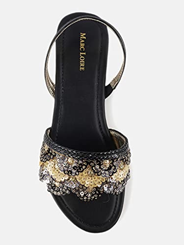 Image of Marc Loire Women's Embroidered and Embellished Flat Fashion Sandals