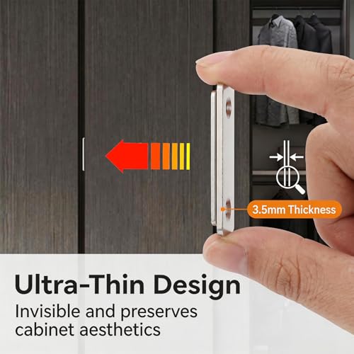 Magnetic Cabinet Door Catch 6 Pack, Ultra Thin 0.08" Invisible Cabinet Magnets with Strong Adhesive & Upgraded Screws, Pet & Kid Safe Cabinet Latch for Kitchen, Drawer, RV, Wardrobe (Stainless Steel) — view 5