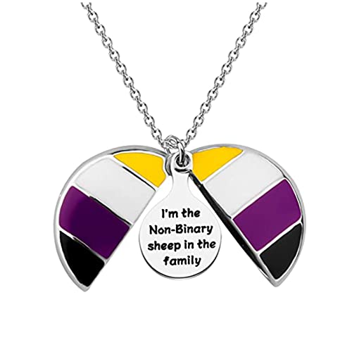 Halskette mit Medaillon, ohne Binär, Stolz, Königin, Geschenk, ohne Binäre Flagge, „I'm the NON-Binary Sheep in the Family“, Large,