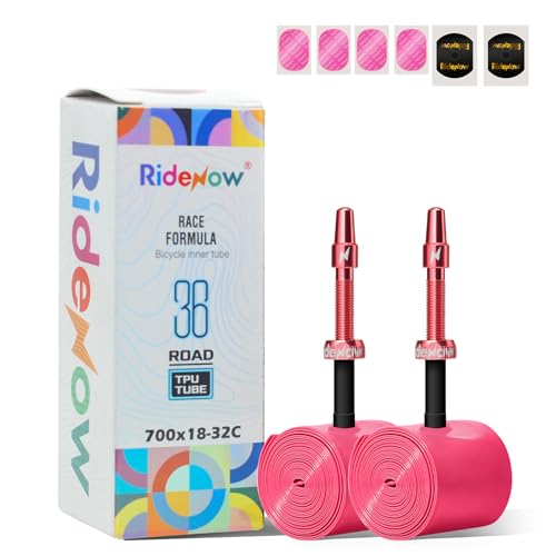 RideNow 2 Pack Road Bike Inner Tubes, 700 x 18C-32C, Metal/TPU Presta Valve