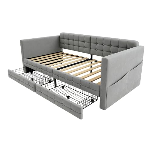 Sofá cama 90x190 cm Idemon con cuadros clásicos y dos cajones de almacenamiento inferior 5