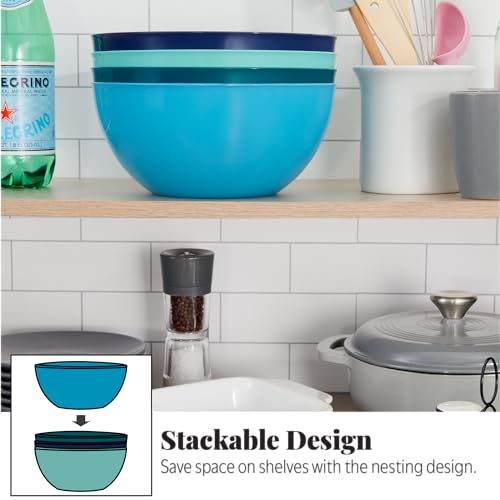 US Acrylic Vista Durable Plastic Salad and Serving 10-inch Bowls | Set of 4 in Coastal Colors | Reusable, BPA-free, Made in the USA | 135 oz. capacity by US Acrylic - Image 6