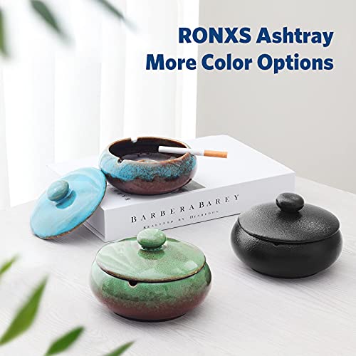 Ronxs Ashtray, Outdoor Ash Tray For Patio With Lid, Windproof Ashtrays For Cigarettes, Handmade Ceramic Ashtray For Home Office Indoor Decoration #TOP6