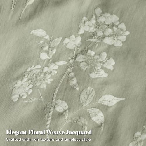Image of PHF Cotton Jacquard Comforter Set Twin, Soft Breathable, Dusty Sage