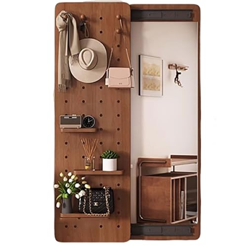 Miroir mural pleine longueur en bois pour ranger vos clés et accessoires