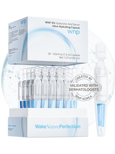 WNP Hyaluronic Acid Serum 3% for Face with 4D Multi-Layer Hydration | Ultra Hydrating Anti-Aging Serum | Moisturizer for Dry & Sensitive Skin | Pre-Makeup Skincare | Single-Use Vials 30PCS