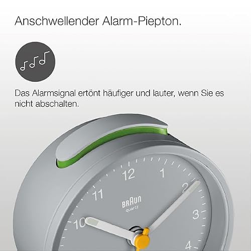 Analogwecker Braun mit Schlummerfunktion und leisen Quarz-Uhrwerk
