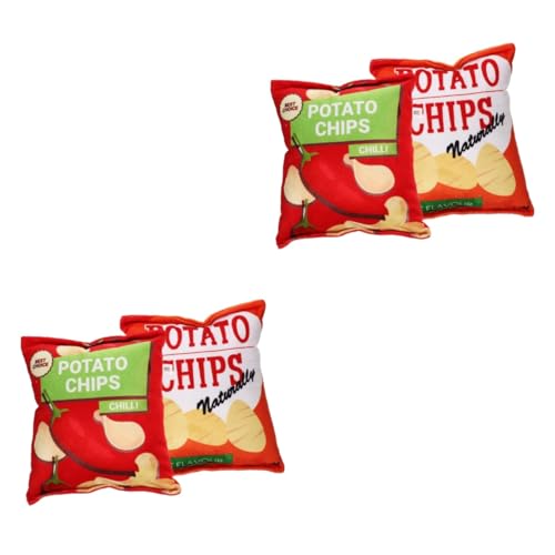 BESPORTBLE 4stücke Molar-Spielzeug Für Hunde Strapazierfähiges Quietschspielzeug Kartoffelchips-Form Für Interaktive Beschäftigung Und Zahnpflege Maschinenwaschbar Rot Und Orange