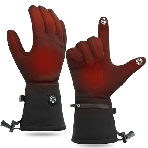 Rlligofe Heated Glove Liners for Men Women Rechargeable Heated Gloves with 3 Heat Settings Thin Liners for Running Hiking Cycling Skiing Winter Activities