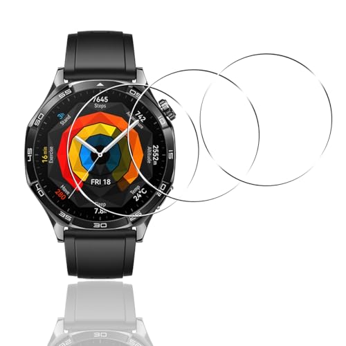 �y3���Z�b�g�z �p HUAWEI WATCH GT 5 46mm �K���X�t�B���� �t�@�[�E�F�C�E�H�b�` GT5 46mm �t�B���� �y ���{�Ɏq�f�� 9H���x �z �Ή� HUAWEI WATCH GT5 46mm �ی�t�B���� �����K���X �����ߗ� 3D 