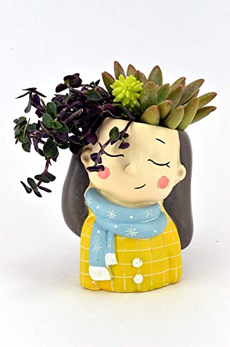 Image of Cute Beautiful Girl Succulent Planter Pots Resin Creative Flowerpot Plant Pots Planter Container for Home Garden Office Desktop Decoration (Dream Girl)