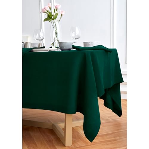 Solino Home Dark Green Linen Tablecloth 70 x 144 Inch - 100% Pure Linen Table Cloth for Rectangle Tables - Sonoma, Machine Washable Tablecloth by Solino Home - Used condition - Image 2