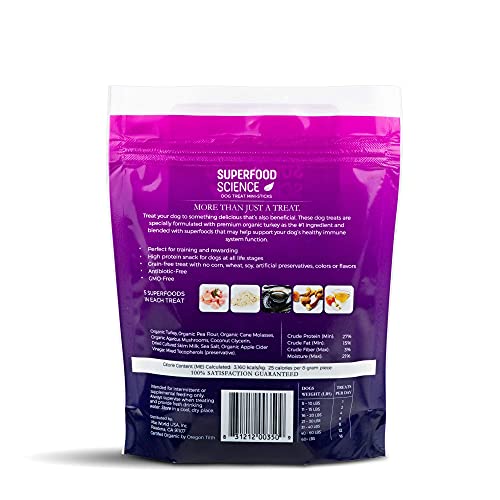 Superfood Science Organic Dog Treats With Turkey, All Natural Hypoallergenic Healthy Semi-Soft Jerky Dog Treats For Small, Medium & Large Dogs, Human Grade, Gluten & Grain Free, Made In Usa, 5 Oz #TOP6