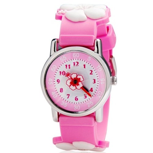 Flower Print Cartoon Children's Analog Watch (Pink)
