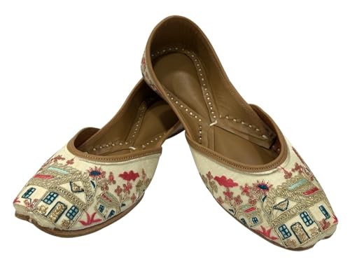 Gold Zari Punjabi Jutti for Women's Soft Flat Ethnic Handmade Girls Juti Traditional Jooti Wedding Indian Shoes2