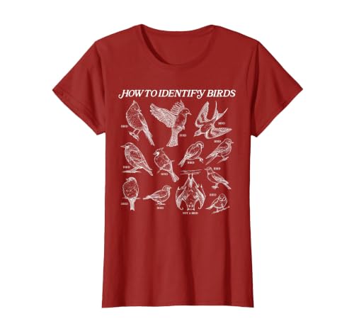 How to Identify Birds T-Shirt, Women, Cranberry Red, Medium