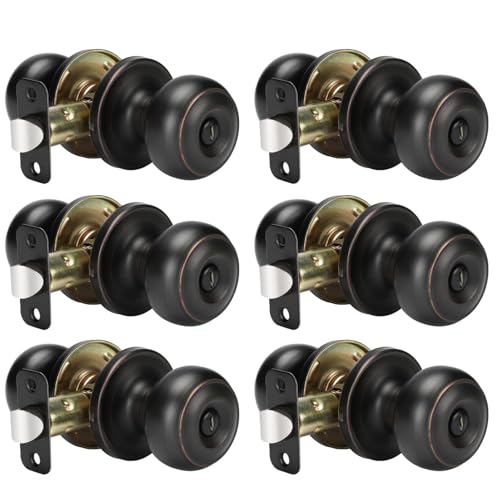 Haidms 6 Pack Oil Rubbed Bronze Door Knobs Interior Bronze Privacy Interior Door Knobs for Bedroom or Bathroom Classic Round Doorknobs Hardware