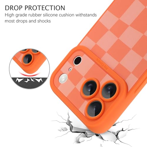 Image of ZIYE for iPhone 17 Pro Max Case Orange Grids Plaid Checkerboard Pattern