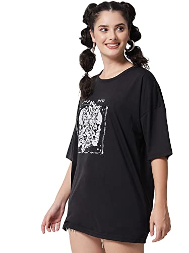 Image of KOTTY Women's Oversized T-Shirts | Cotton Blend||Stylish Prints & Solids||Long Length||Loose fit