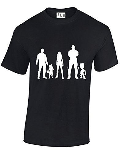 JLB Print Characters Silhouettes Fan Super Heros Films Et Bandes Dessinees T-Shirt Coupe Classique Qualite Superieure pour Hommes et Adolescents - Noir/X Grand