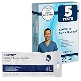 Antigen Schnelltest - 5 Stk. - SARS-CoV-2 Selbsttest für Zuhause - Ergebnis in 15 Minuten - Nasenabstrich hygienisch einzeln verpackt