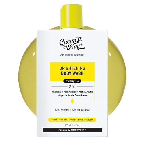 Chemist at Play Brightening Body Wash 1% Vitamin C and Niacinamide For Dry Normal Oily Dull Skin Helps Fade Scars Brightens Skin For Women and Men white 473ml