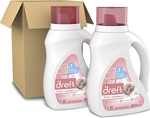 Dreft Stage 1: Newborn Hypoallergenic Baby Laundry Detergent Liquid Soap (He), Natural For Baby, Newborn, Or Infant, 46 Fl Oz, (Pack Of 2) #TOP6