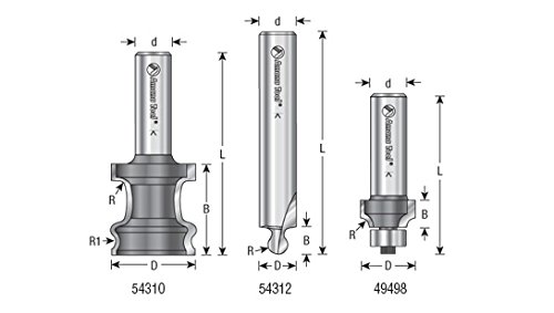 Amana Tool - (54314) 3-Piece Carbide Tipped Tambour Door/Appliance Garage Door 1/2 Inch Shank Set U.s. Patent No. 7 810 532 #TOP2