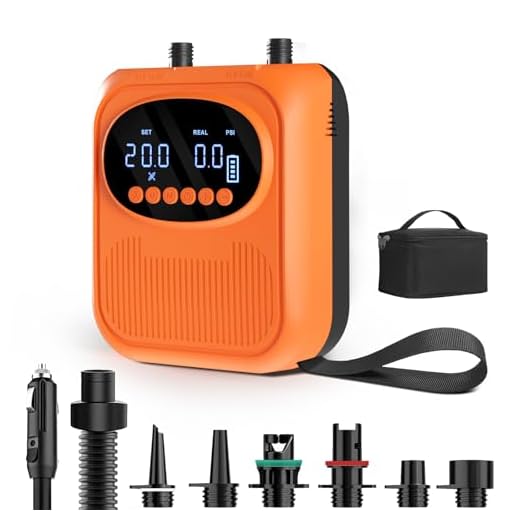 Mojimdo Elektrische SUP Pumpe 20 PSI, Kabellos Wiederaufladbar, 5 Modi & Custom Modus, Kompakt mit Trageschlaufe, Auto-Off & PSI/Pa Umschaltung, Luftpumpe für Kajaks, Zelte & Luftmatratzen