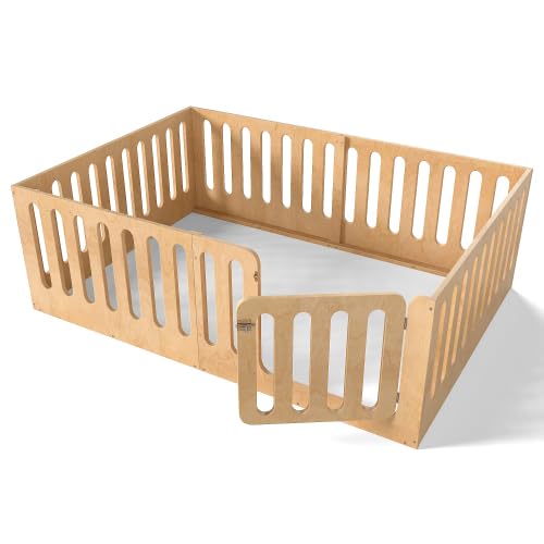 Bellemave Full Size Kids Floor Bed with High Fence & Door, Wooden Full Montessori Floor Beds with Low-Profile Design for Kids Girls Boys (Natural) by Bellemave - Image 9