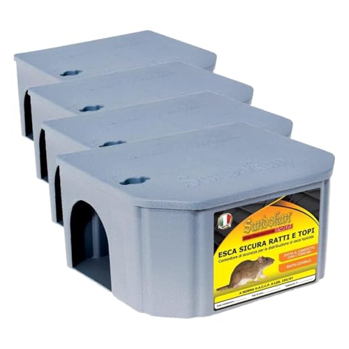 Combo Contenitore Esca Sicura Topi + Chaparat Pasta Esca Topicida 150g - Veleno per Topi Sicuro e Efficace per Controllo Roditori (Confezione da 4)