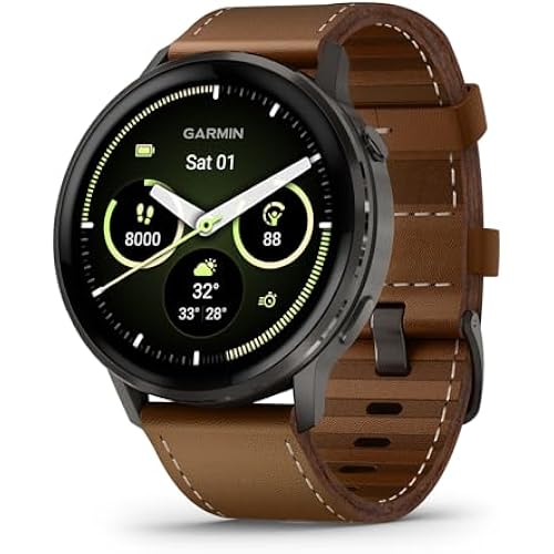 Garmin Venu® 4, Advanced Fitness Smartwatch, 45mm, Brown Leather