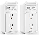 Huntkey 2-Outlet Wall Mount Cradle with Dual 2.1 AMP USB Charging Ports, SMD407 (White / 2 pack)