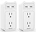Huntkey 2-Outlet Wall Mount Cradle with Dual 2.1 AMP USB Charging Ports, SMD407 (White / 2 pack)