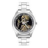 FekiLoot Uno scheletro con sigaretta bruciante orologio per uomo donna minimalista cinturino in acciaio inossidabile orologio da polso analogico al quarzo numeri quadrante orologi per feste aziendali