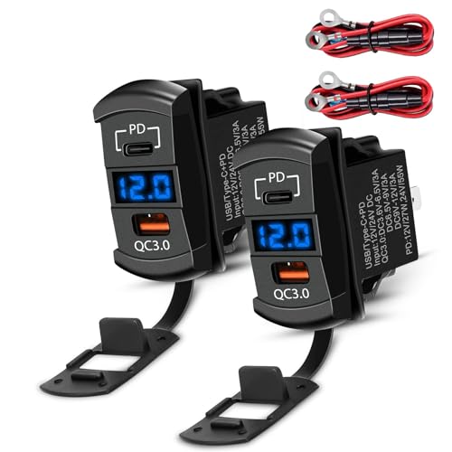 Prise USB 12V rapide double port Power Delivery 55W et Quick Charge 3.0 avec interrupteur