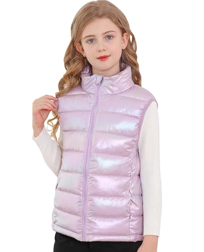 Cutemile Girls Boys Puffer Vest Kids Winter Metallic Sleeveless Jacket 5-12 Years