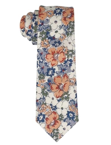 Image of Kebocis Mens Skinny Cotton Floral Tie for Men