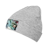 yagDAA Bonnet tricoté chaud pour homme et femme Motif grue chinoise oiseau pêche, gris, taille unique