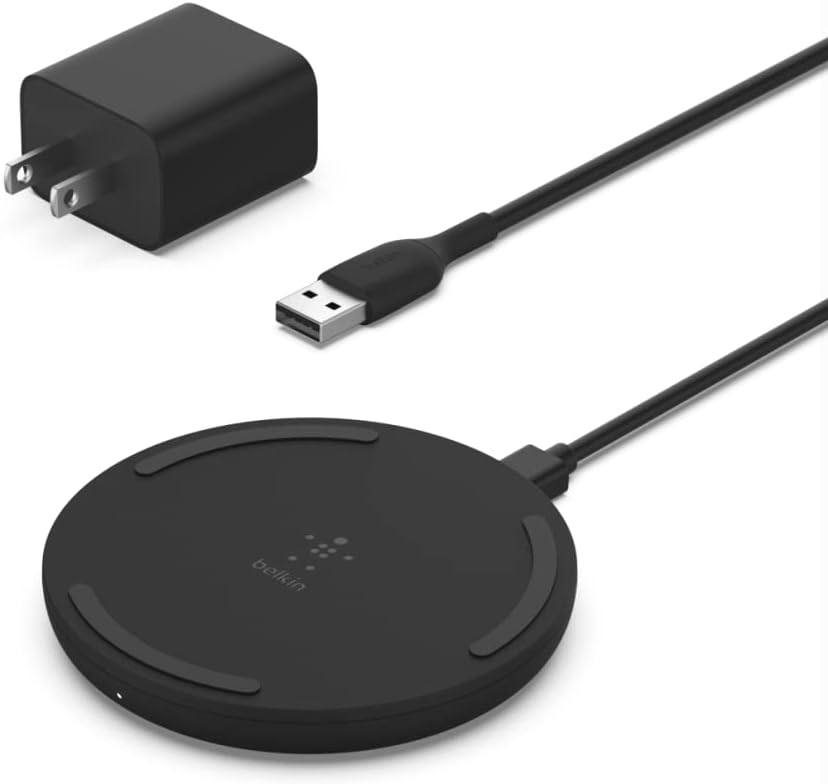 Belkin Quick Charge Wireless Charging Pad - 15W Qi-Certified for iPhone, Samsung Galaxy, Apple Airpods Pro & More - Charge While Listening to Music, Streaming Videos, & Video Calls - Black