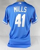 2022 Kansas City Royals Wyatt Mills #41 Game Issued Pwder Jersey Stewart 8 - Game Used MLB Jerseys