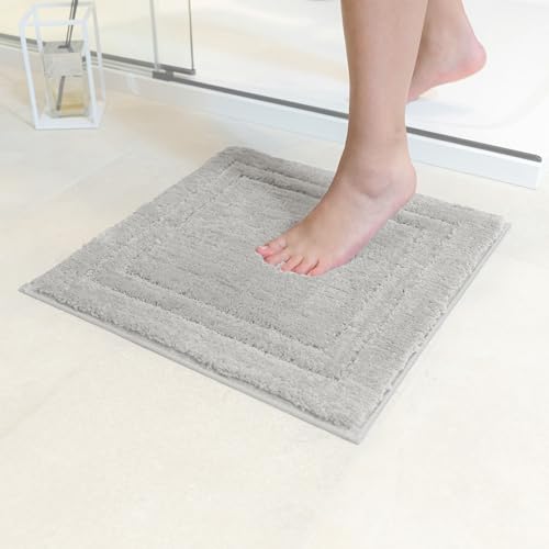 Decomira Tapis de Bain Antidérapant | Super Absorbant et Lavable en Machine | pour la Salle de Bain, Douche, Baignoire ou comme Tapis WC | Gris - 45x45 cm