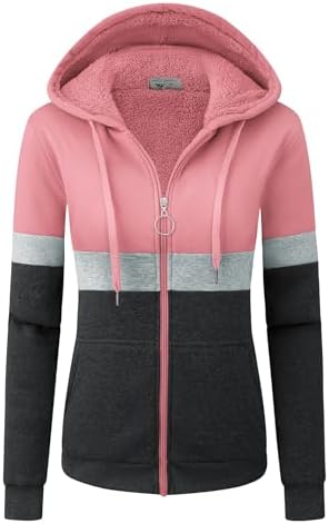 ZITY Sweatjacke Damen mit Kapuze Zipper Hoodie Fleecejacke Gefüttert Warme Winterjacke mit Reißverschluss Sweatshirtjacke Pullover mit Fleecefutter Kapuzenjacke für Herbst Winter C