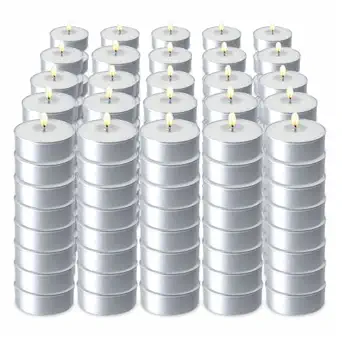 Home Genie Unscented, Smokeless, Dripless, Long Burn Time, Paraffin Wax Tealight Candles for Home D cor, Diwali, Birthday Party, Wedding, Romantic Dinner, Meditation - White - 200