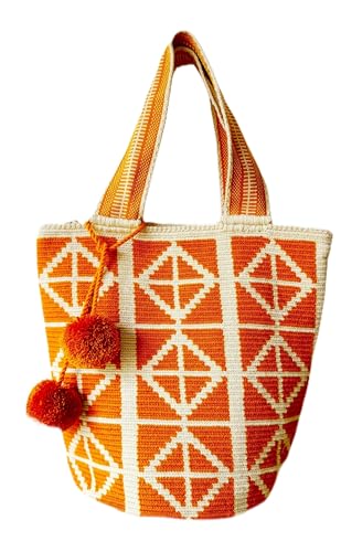 Terra Fusion Wayuu Tote Bag | Bolso hecho a mano | Ocre, Beige
