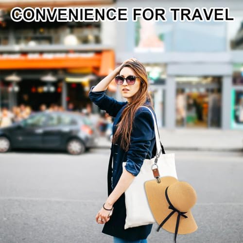 JEYORZY 3er Set Reise Hut Clips aus PU Leder für Taschen, multifunktionaler Huthalter, Sonnenhut Clips für Damen & Herren（Schwarz, Braun und Weiß）