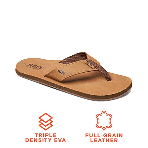 Reef Men's Leather Smoothy Flip-Flop, Brown (Bronze Brown), 9 UK