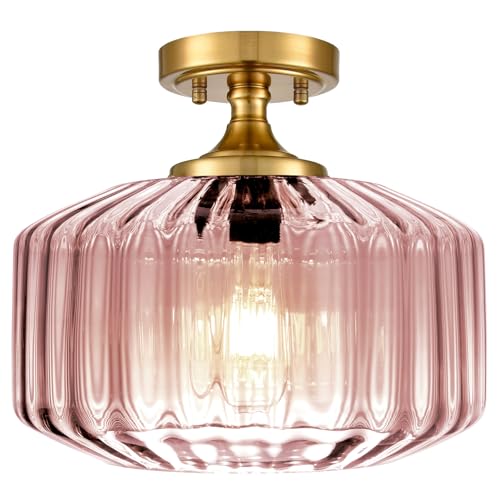 Qepeety Pink Close to Ceiling Light Hallway Light Fixtures Vintage
