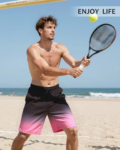 Image of Mens Swim Trunks, Quick Dry Swimming Shorts with 4 Pockets | 2 In 1 Design, Built-In Compression Liner, Adjustable Waistband, Light and Breathable, Summer Vacation Board Bathing Suit